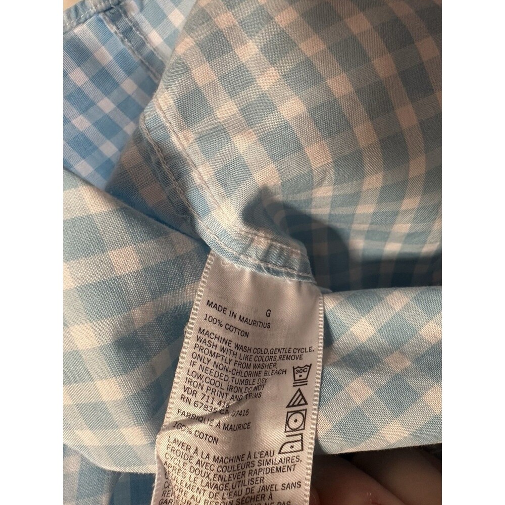 Nautica Classic Fit Button Down Shirt Light Blue White Check Mens L 100% Cotton - Picture 5 of 9
